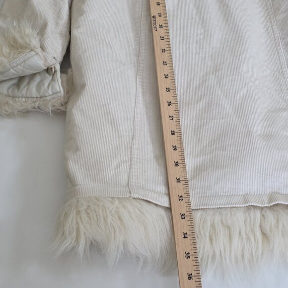 Women's Cream Faux Fur Trim Hooded Coat - Picture 8 of 16